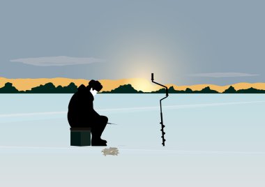 Winter fishing clipart