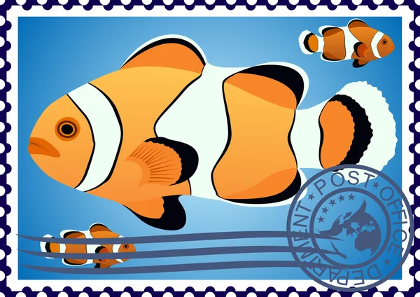 Clown fisk. frimärke — Stock vektor