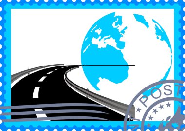 Postage stamp. Road clipart