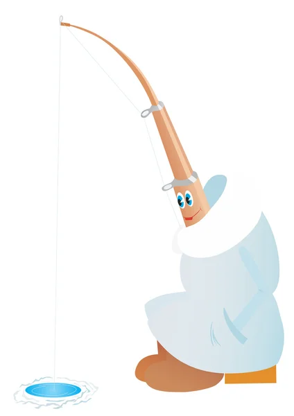 Canne à pêche hiver — Image vectorielle