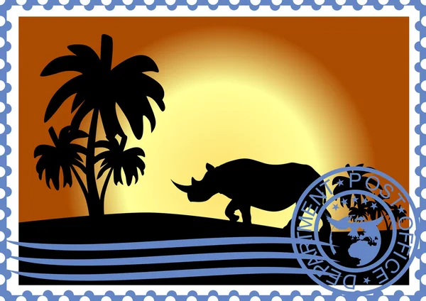Briefmarke. Savanne — Stockvektor