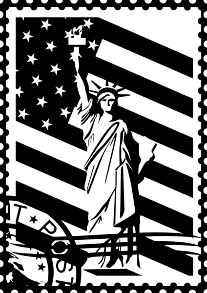 Γραμματόσημο με τα σύμβολα της Αμερικής — Διανυσματικό Αρχείο