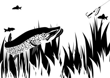 Pike and lure clipart