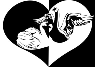 Love and swans clipart