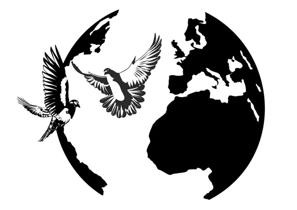 La Terre et les colombes — Image vectorielle