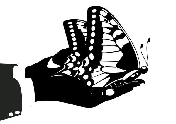 Motyl w ręce — Wektor stockowy