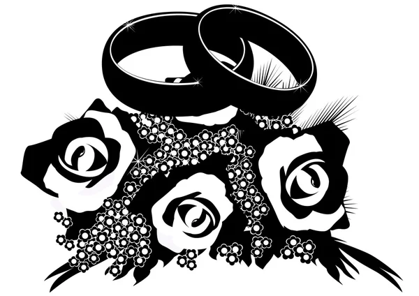 结婚戒指的花束 — 图库矢量图片
