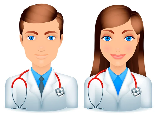 Male and female doctors. — Stock Vector
