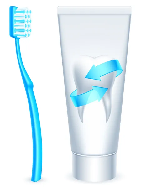 Pasta de dientes y cepillo de dientes . — Archivo Imágenes Vectoriales