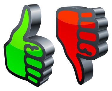 Thumbs up and down. clipart