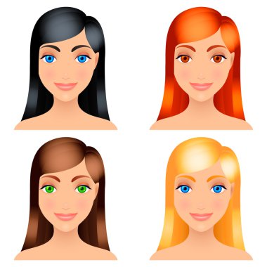 Women hair colors. vector