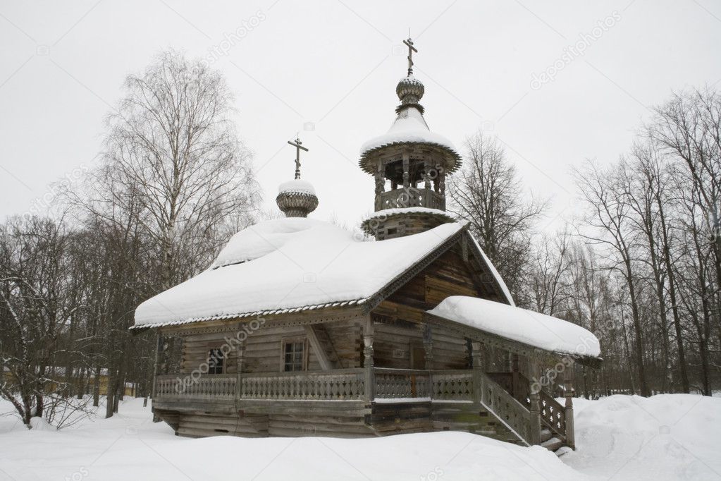 Ancient wooden Russian Orthodox church in Novgorod