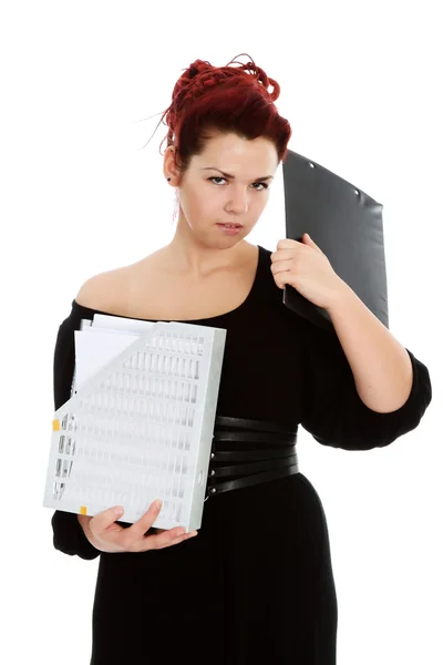 Young woman with folder of documents — Stock Photo, Image