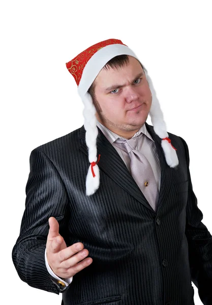 Человек в шляпе Санта-Клауса — стоковое фото