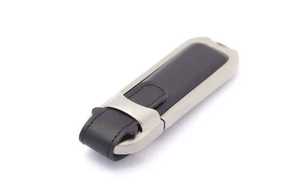 Schwarzes Leder USB-Stick. — Stockfoto
