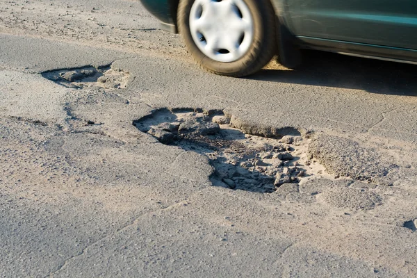 Asphalt`s holes on roadbed. — Stock Photo, Image
