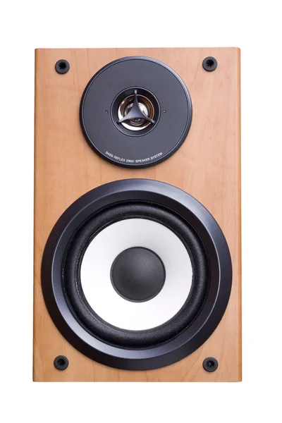 Akustiskt sound system med två högtalare i trä fall. — Stockfoto