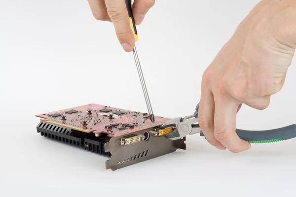 stock image Computer videocard repairing.