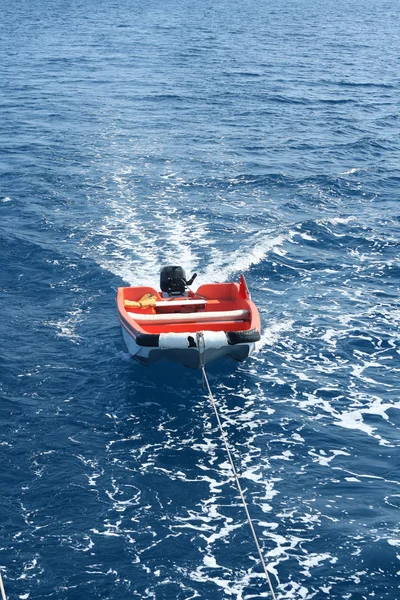 stock image Boat is towing to harbor.