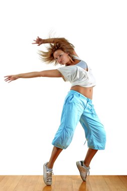 Woman modern dancer in ballroom clipart