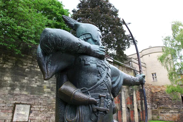 Socha Robina Hooda v nottingham castle, nottingham, Velká Británie — Stock fotografie
