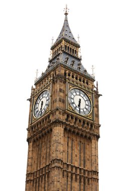 Big Ben isolated on white, London gothic architecture, UK clipart