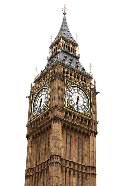 Big Ben isolated on white, London gothic architecture, UK — Stock Photo, Image