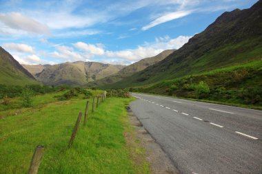 Road in North part of Scotland end of Loch Shiel, UK clipart