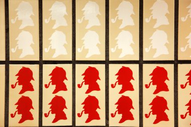 Silhouette of Sherlok Holmes in Baker street subway station in L clipart