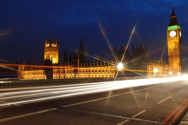 빅 벤, 밤, 런던, 영국에 의회 집 — 스톡 사진