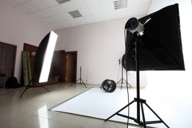 Interior of a modern photo studio clipart