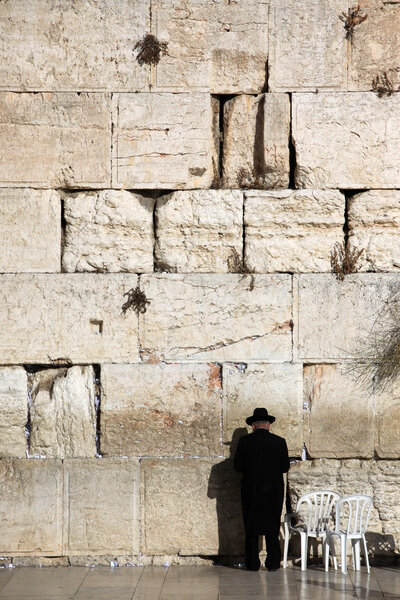 Jewish praying at the wailing wall, Western Wall, Kotel