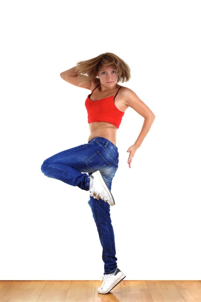 Vrouw moderne danser in balzaal — Stockfoto
