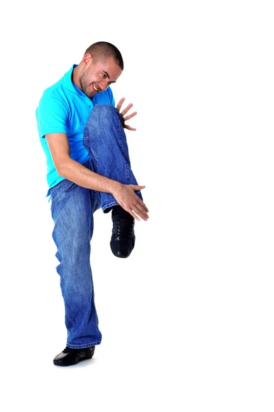Wacking homem dançarino isolado em branco — Fotografia de Stock
