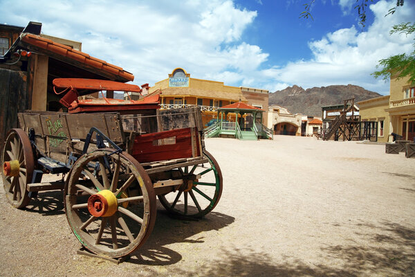 Antique american cart in old western city, Arizona, USA
