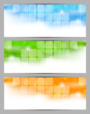 Set of banners with squares clipart