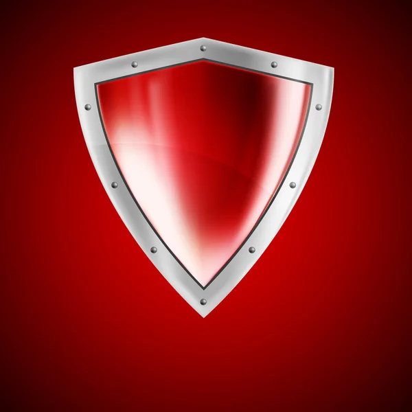 Bright red shield — Stock Vector