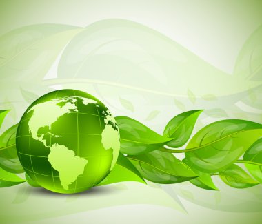 Background with leaves and globe clipart