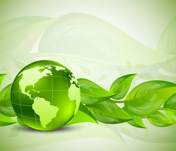 Fond avec feuilles et globe — Image vectorielle