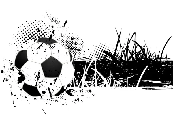 Grunge fondo con pelota de fútbol — Vector de stock