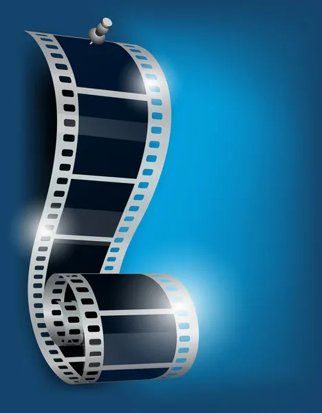 Carretel de filme em backgorund azul — Vetor de Stock