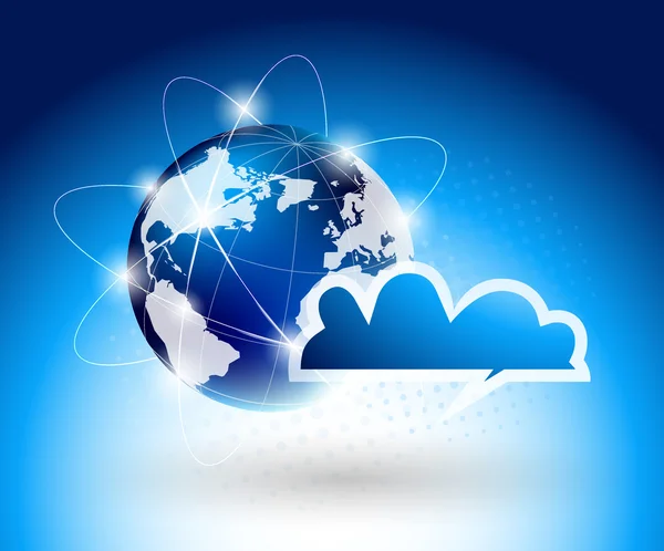 Arrière-plan avec glboe et cloud — Image vectorielle