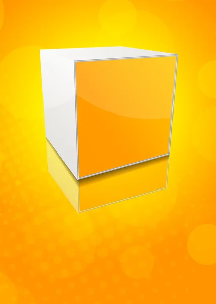 Orange bakgrund med kub — Stock vektor