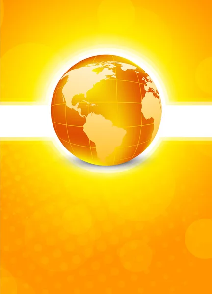 Oranje achtergrond met globe — Stockvector