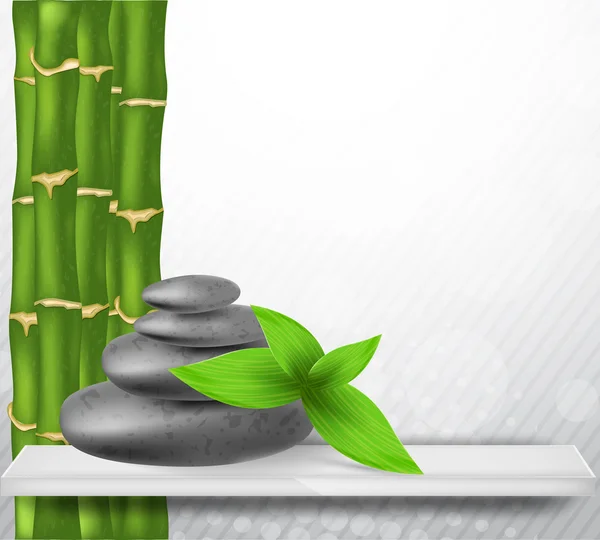 Zen-Stein mit Bambus — Stockvektor