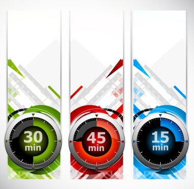 Set of banners with timers clipart