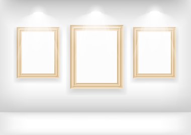 Empty frame on wall in gallerys clipart