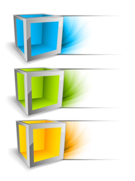 Ensemble de bannières avec cubes — Image vectorielle