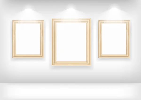 Empty frame on wall in gallerys — Stock Vector