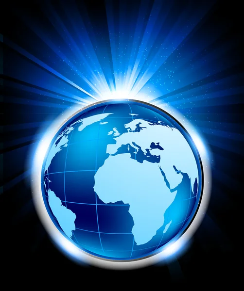 Fond bleu vif avec globe — Image vectorielle